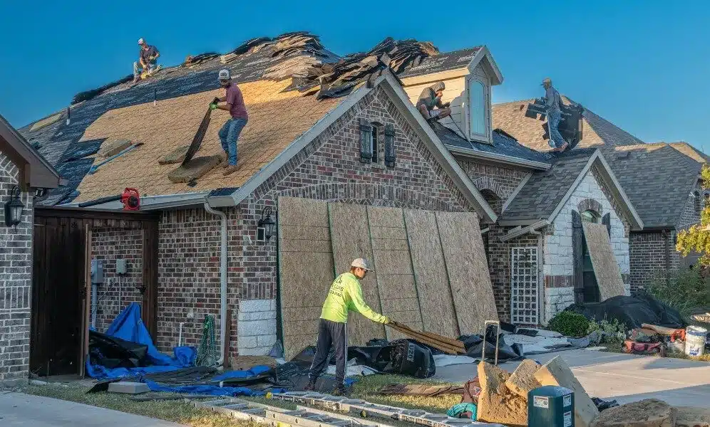Technician performing home repair work